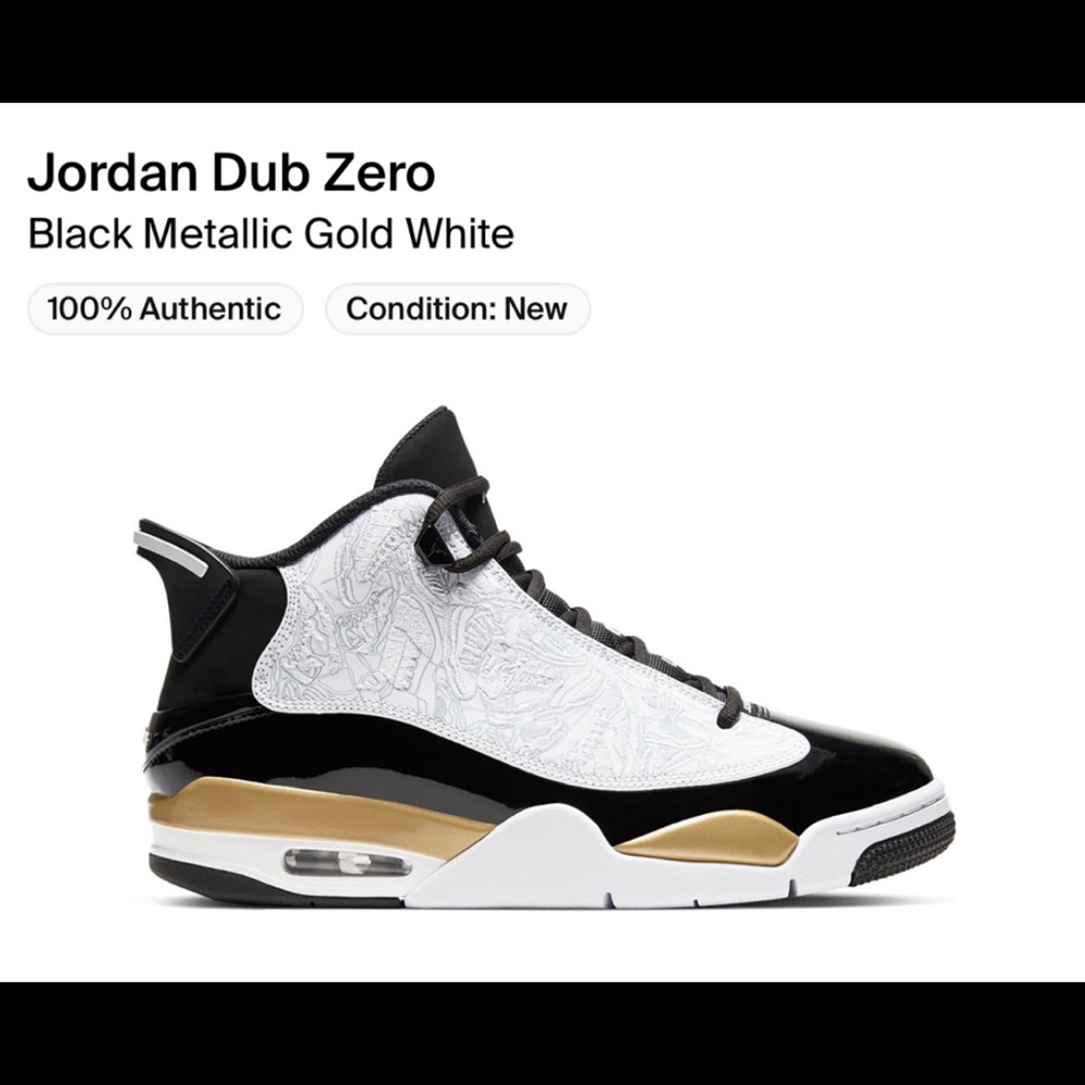Brand new shoe dub zero black white and gold never been wore and new in box